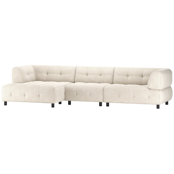 Ecksofa Louis Chaiselongue links Rippstoff powder 334x120