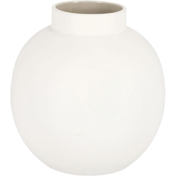 Vase Lacquer weiss taupe rund 22