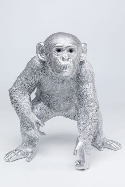 Deko Figur Playing Ape Silber