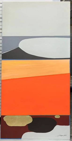Gerahmtes Bild Abstract Shapes orange 73x143