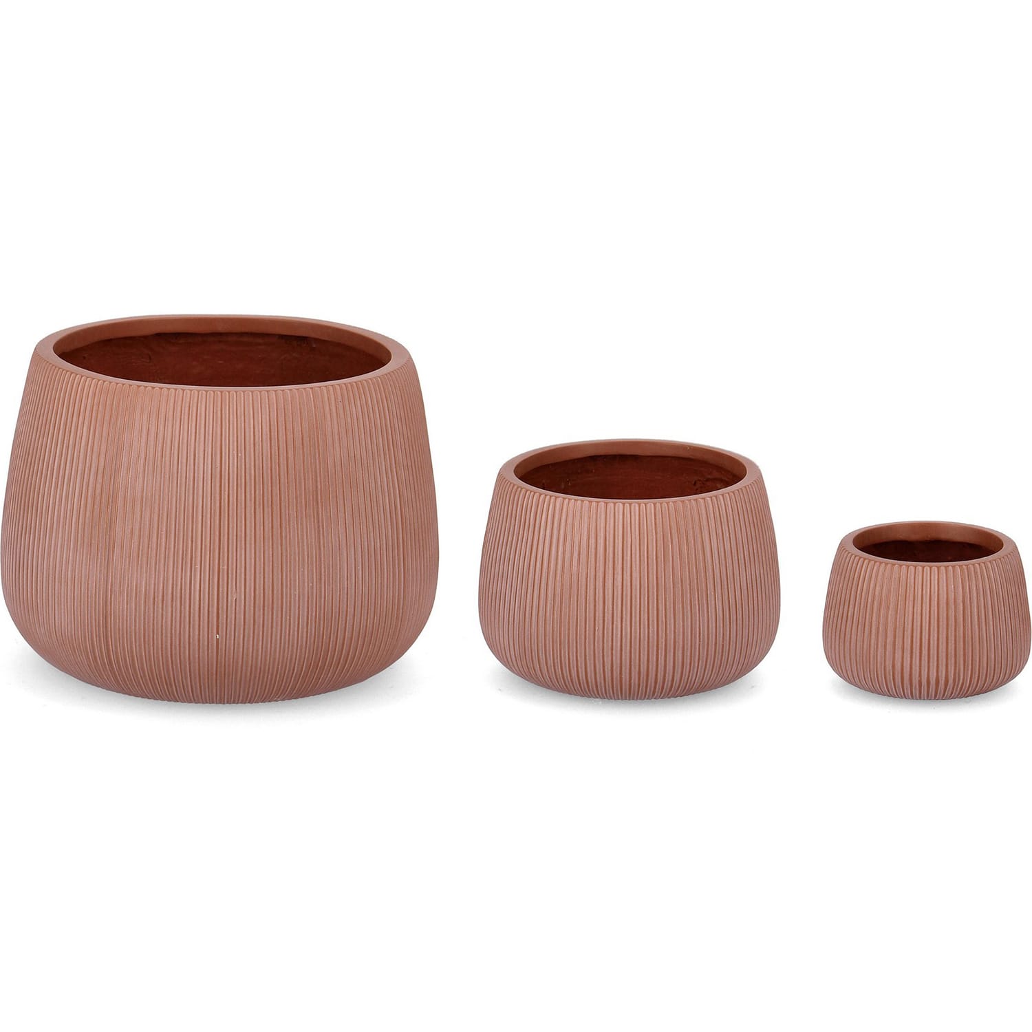 Pflanzentopf Ribbed tonerde hoch (3erSet) Gartenvasen und
