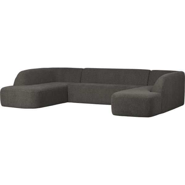 Sofa Sloping U-förmig Chenille schwarz meliert 339x225