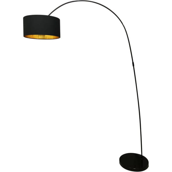 Bogenlampe mit Stoffschirm schwarz