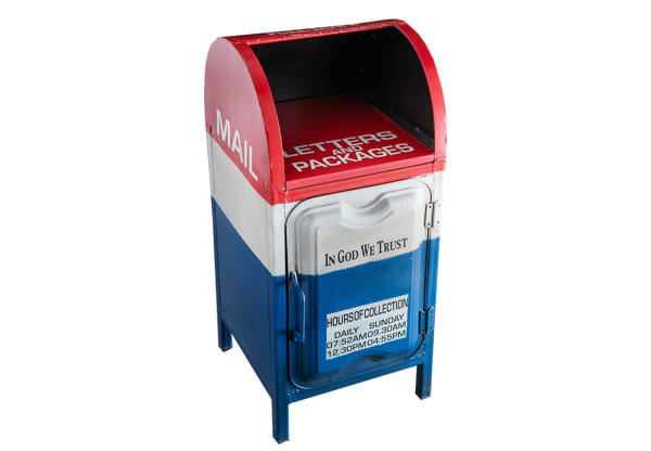 Unikat Schrank Briefkasten rot-weiss-blau