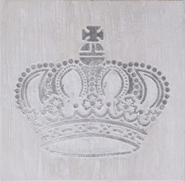 Wandbild Krone silber handgefertigt 60x60