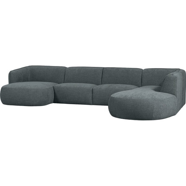 Sofa Polly U-förmig rechts Webstoff blau 353x245