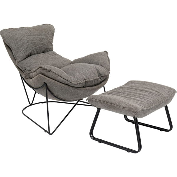 Sessel mit Hocker Snuggle grau (2-tlg)