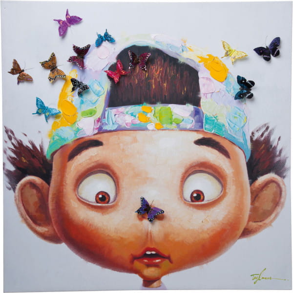 Bild Touched Boy with Butterflys 100x100cm