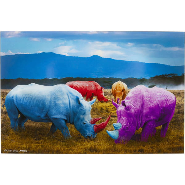 Glasbild Rhino Colore 120x80