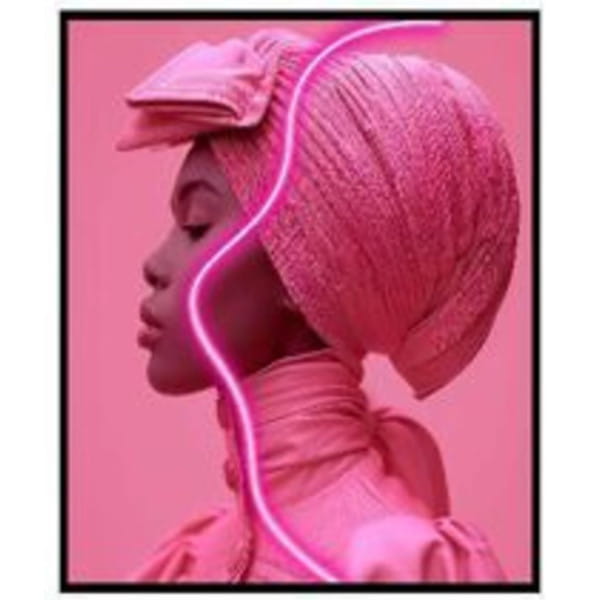 Gerahmtes Bild pink Woman LED 80x80