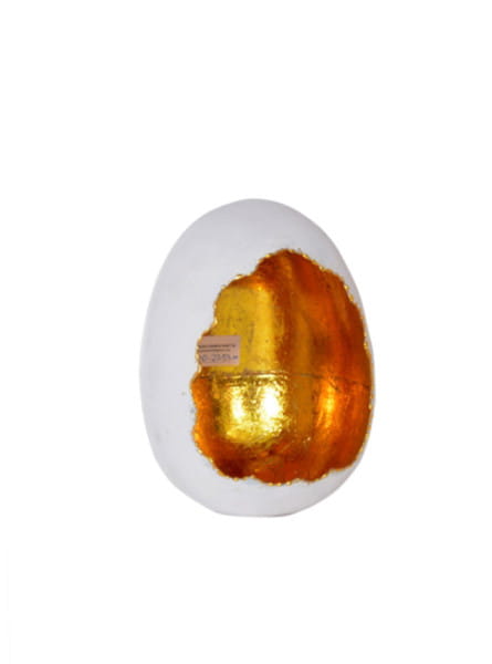 Windlicht Egg weiss-gold 19