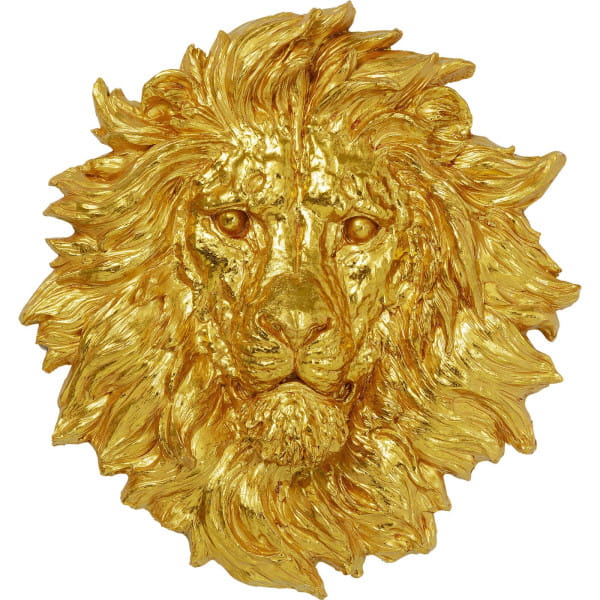 Wandobjekt Lion Head gold 90x100