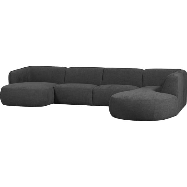 Sofa Polly U-förmig rechts Webstoff grau 353x245