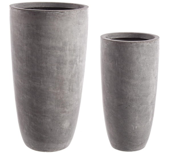Vase Cement rund hoch Grau (2er-Set)