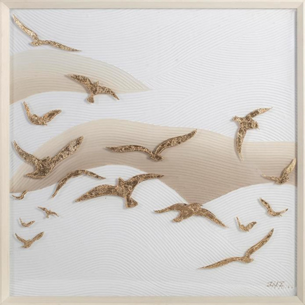 Wandbild Golden Birds 104x104