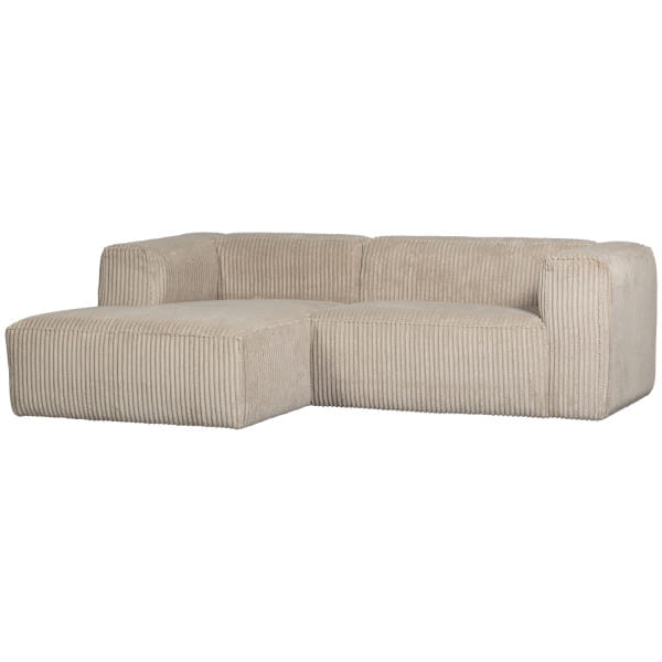 Ecksofa Bean links Hefty Ribcord travertin 254x178