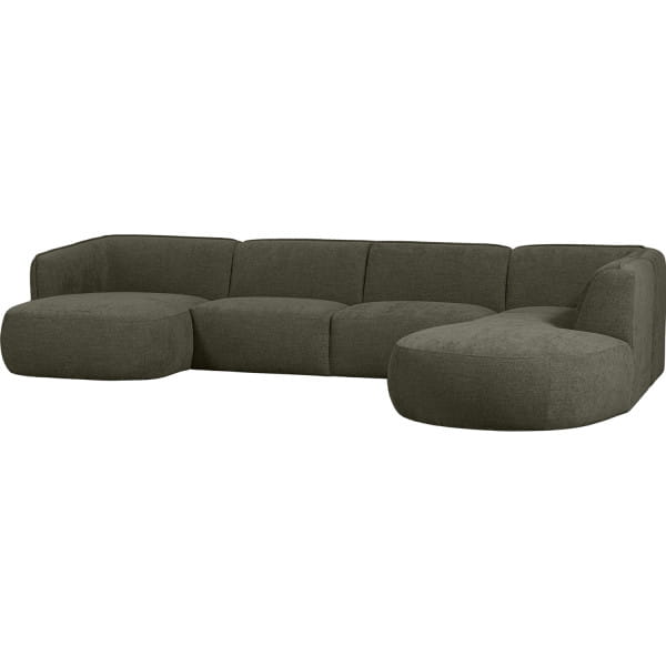 Sofa Polly U-förmig rechts Webstoff grün 353x245