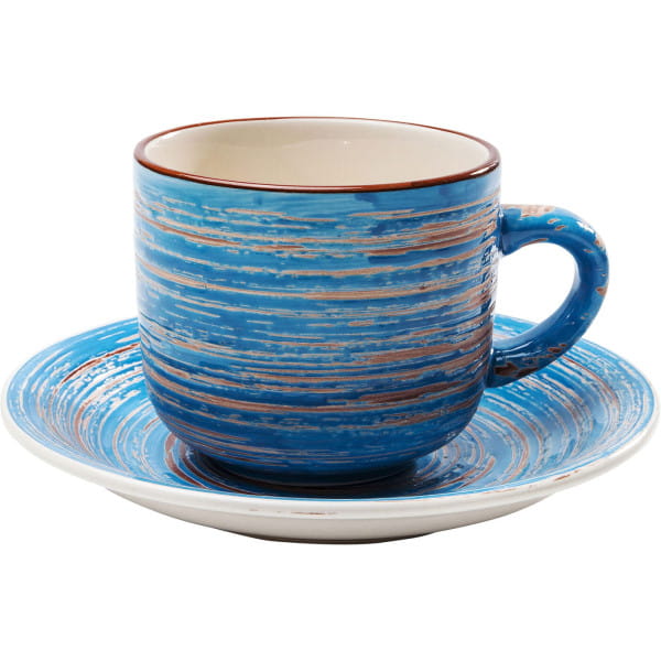 Kaffeetasse Swirl blau (2-tlg)