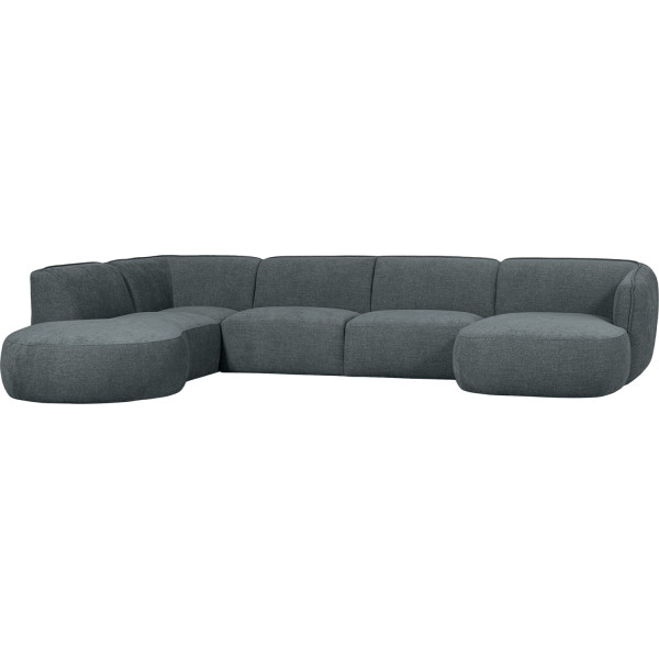 Sofa Polly U-förmig links Webstoff blau 353x245