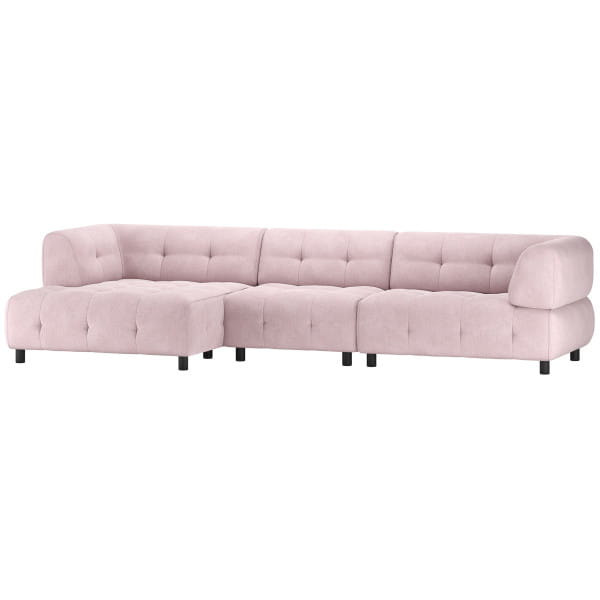 Ecksofa Louis Chaiselongue links Flachgewebe mauve 334x120