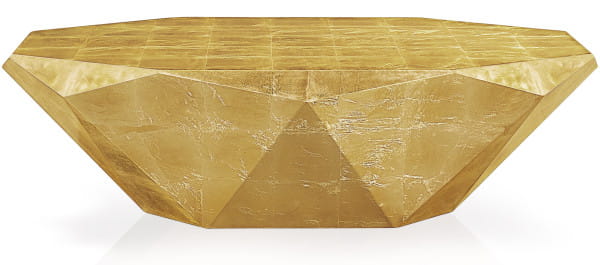 Bretz Couchtisch Stealth oval Messing Blatt golden 138x78
