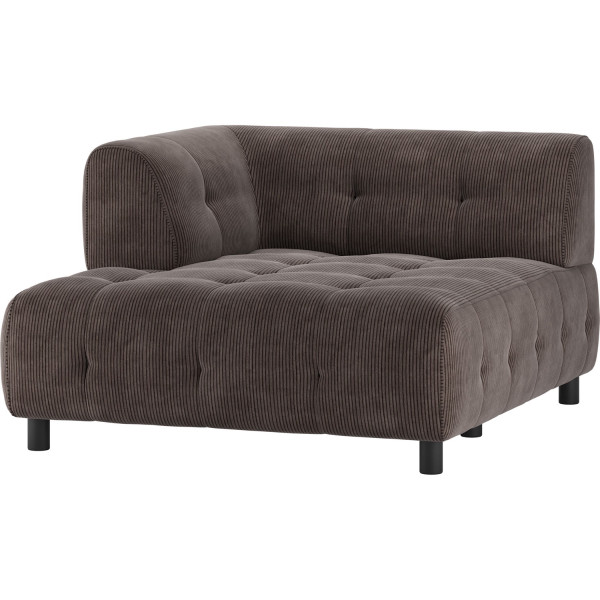 Chaiselongue Louis 1.5-Sitz links Rippstoff coffee 122x140