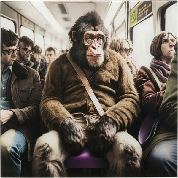 Glasbild Commuter Monkey 60x60