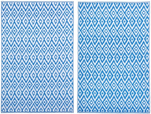 Wendeteppich Rhombus blau-weiss 180x120