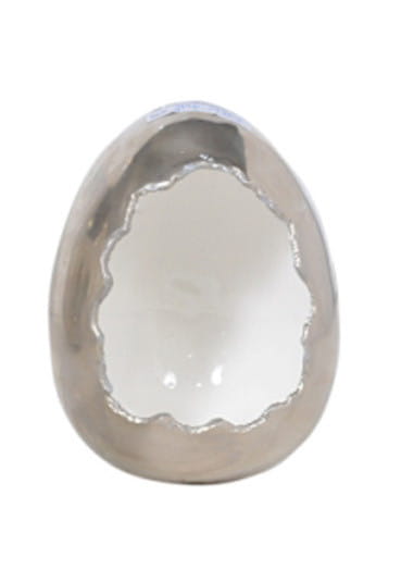 Windlicht Egg silber-weiss 15