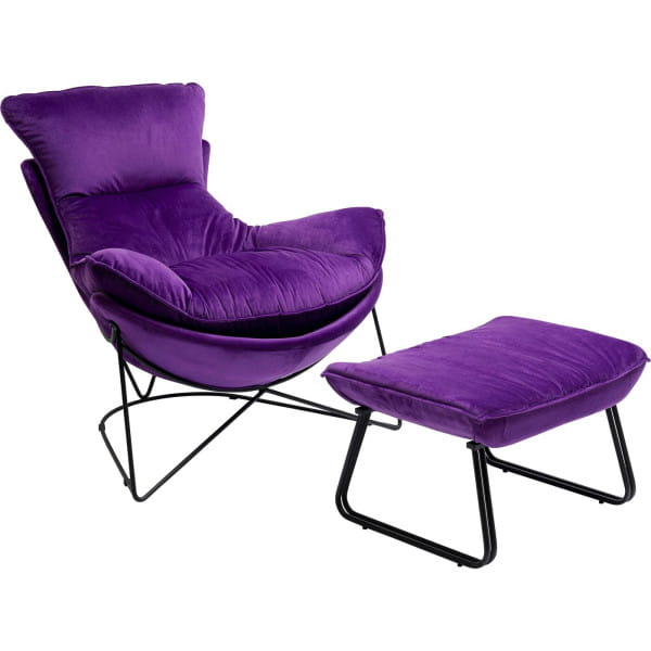 Sessel mit Hocker Snuggle lila (2-tlg)
