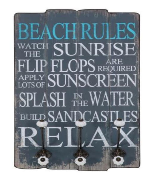 Wandgarderobe Beach Rules Vintage 40x60