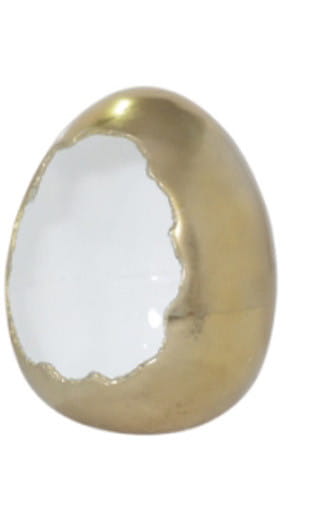 Windlicht Egg gold-weiss 15