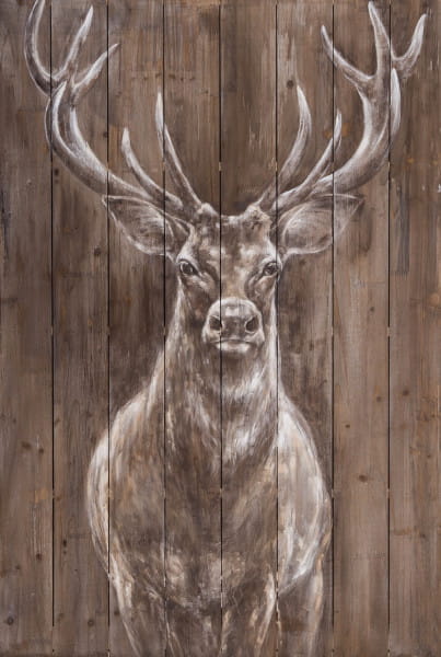 Wandbild Vintage auf Holz Hirsch 120x80