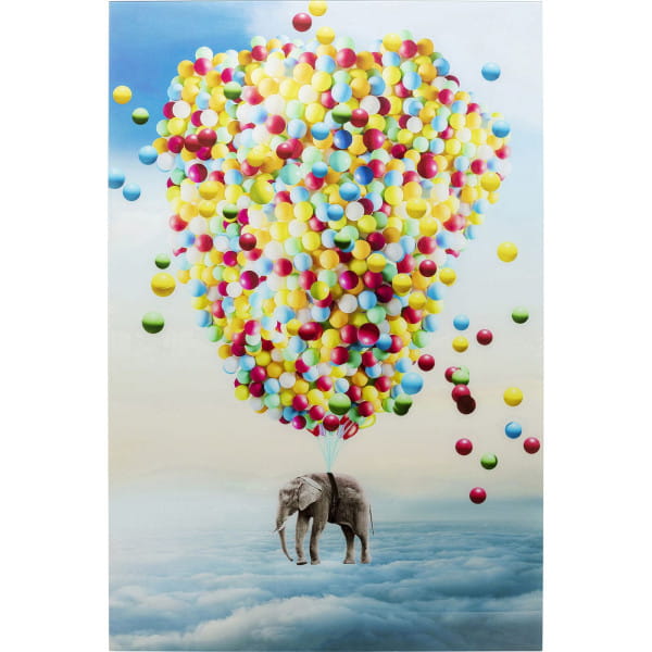 Glasbild Balloon Elephant 100x150