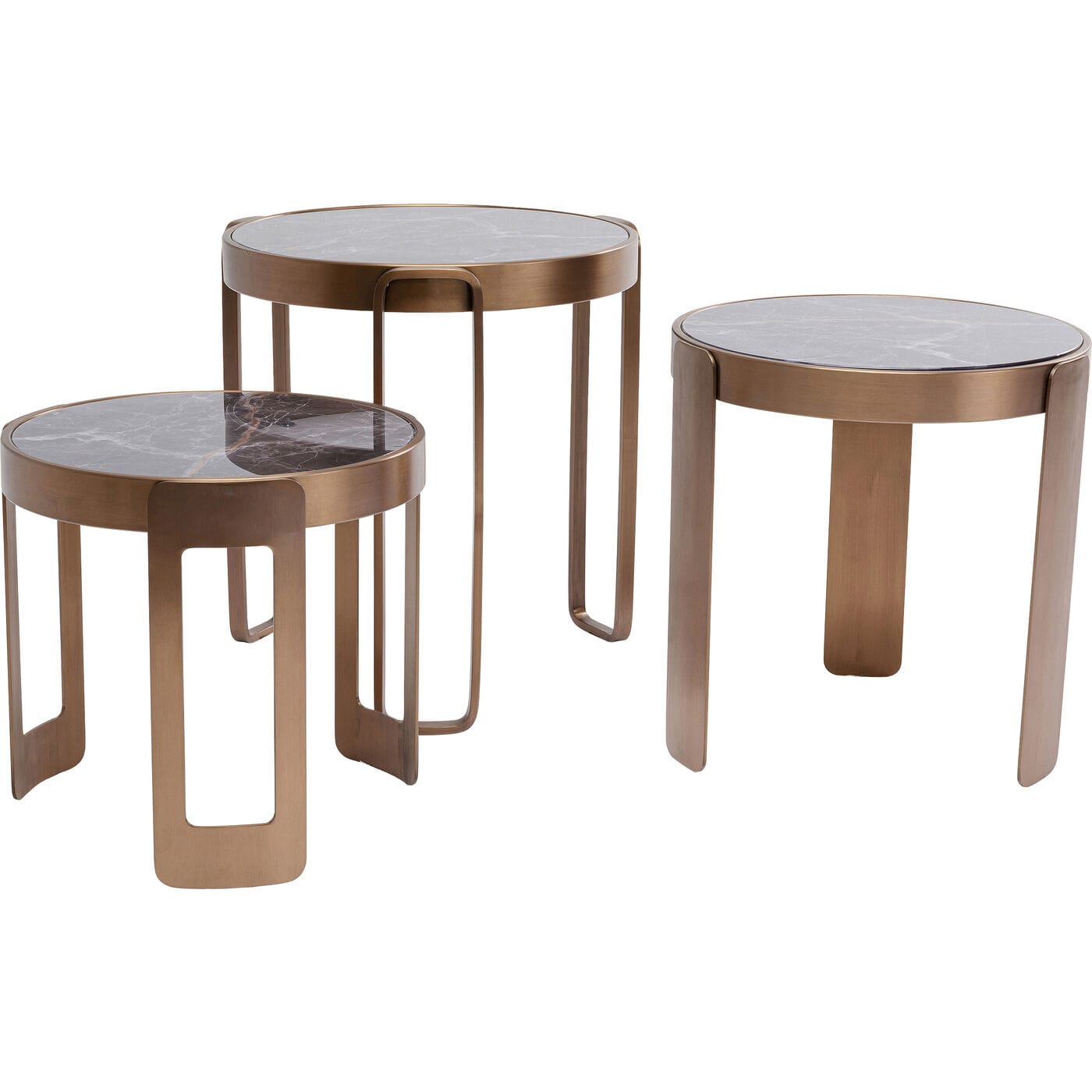 KARE Design Tavolino Perelli ottone (set di 3), Tavolini da salotto, Tavoli, Mobili