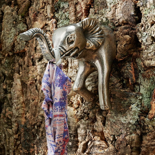 Garderobenhaken Elefant Aluminium Natur vernickelt 7x16