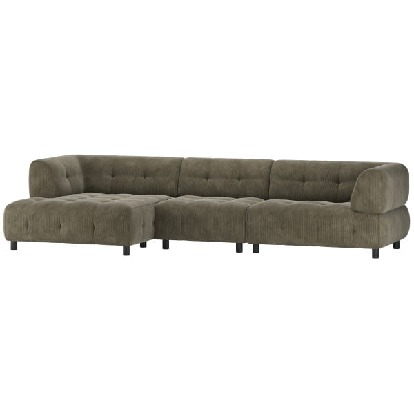 Ecksofa Louis Chaiselongue links Rippstoff leaf 334x120